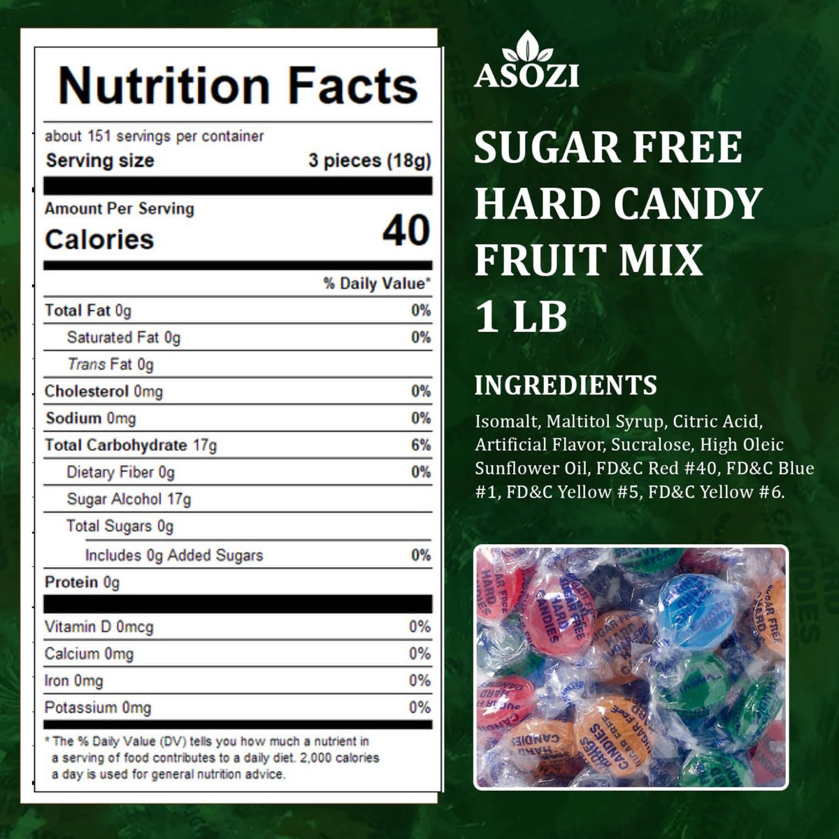 ASOZI sugar-free fruit candies, individually wrapped for on-the-go snacking