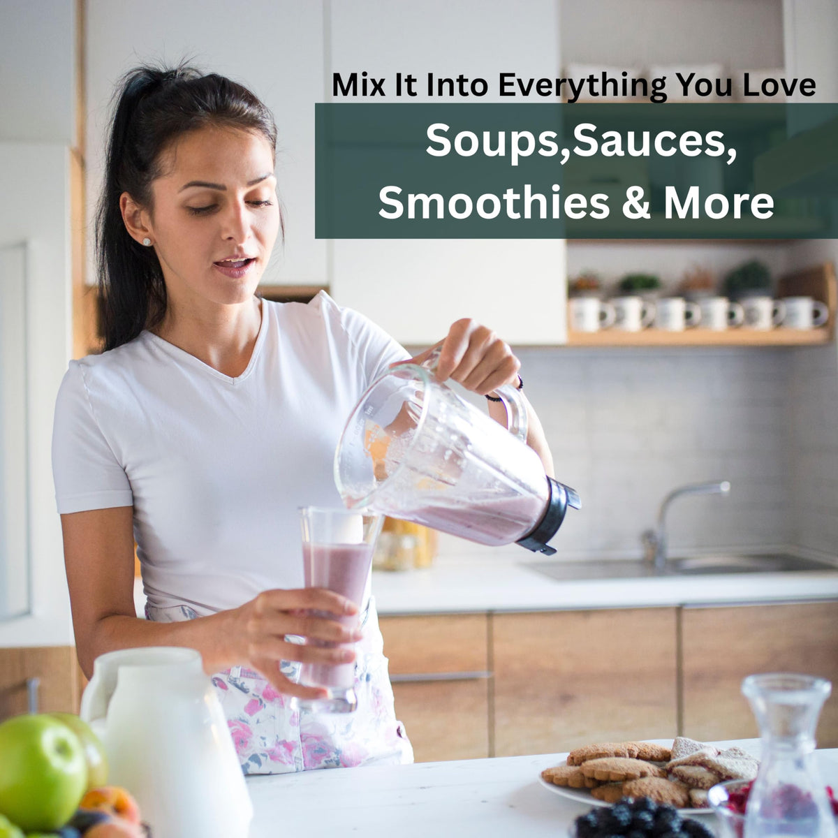 Aspen Naturals gelatin powder thickening soup or bone broth for meals.