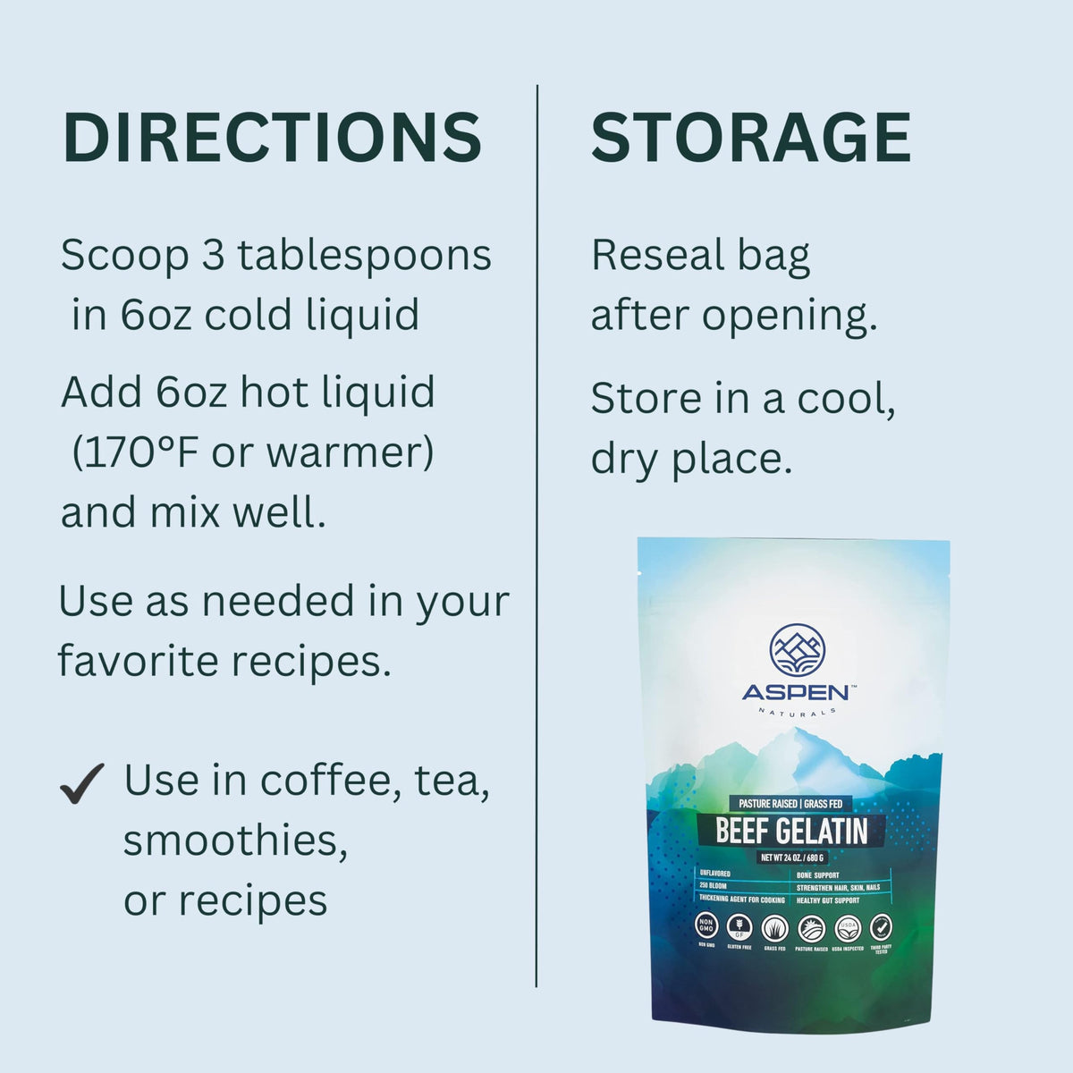 ASPEN NATURALS beef gelatin powder marshmallows for soft, fluffy confections.