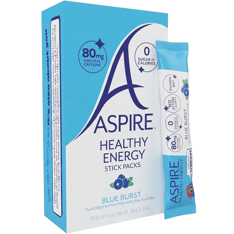 ASPIRE Blue Burst energy stick dispense showing convenient on-the-go caffeine boost