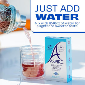 ASPIRE Blue Burst ingredients bottle highlighting vitamins B & C and biotin