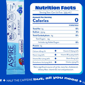 ASPIRE Blue Burst pack open showing portable zero sugar energy