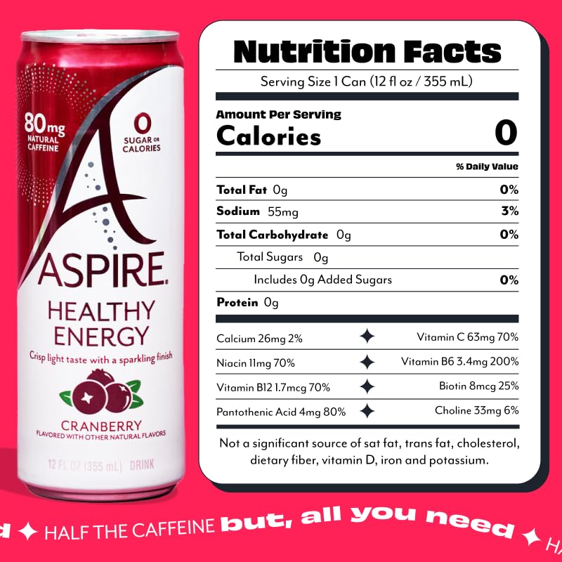 ASPIRE Cranberry energy drink can on the go, convenient keto-friendly option