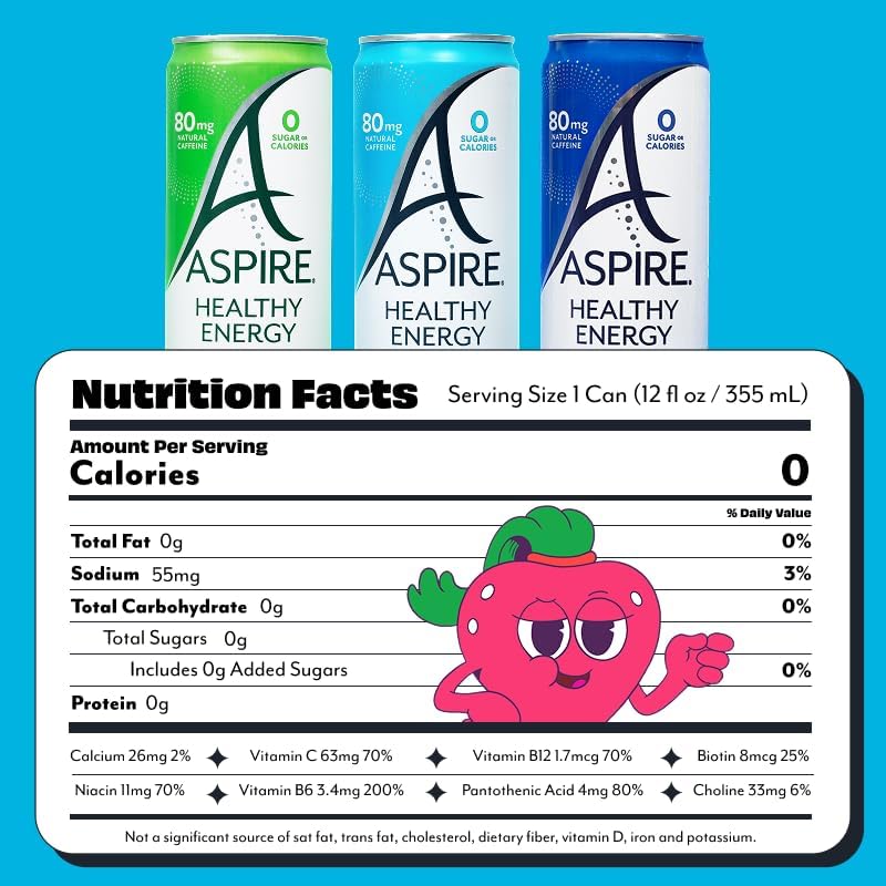 Aspire green tea energy can collection showcasing flavors for quick, low-sugar refreshment.