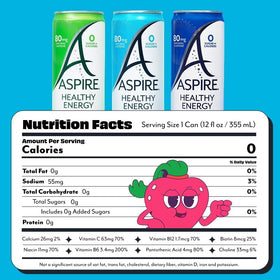 Aspire green tea energy can collection showcasing flavors for quick, low-sugar refreshment.