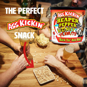 ASS KICKIN' Carolina Reaper peanuts bag — convenient on-the-go spicy snack.