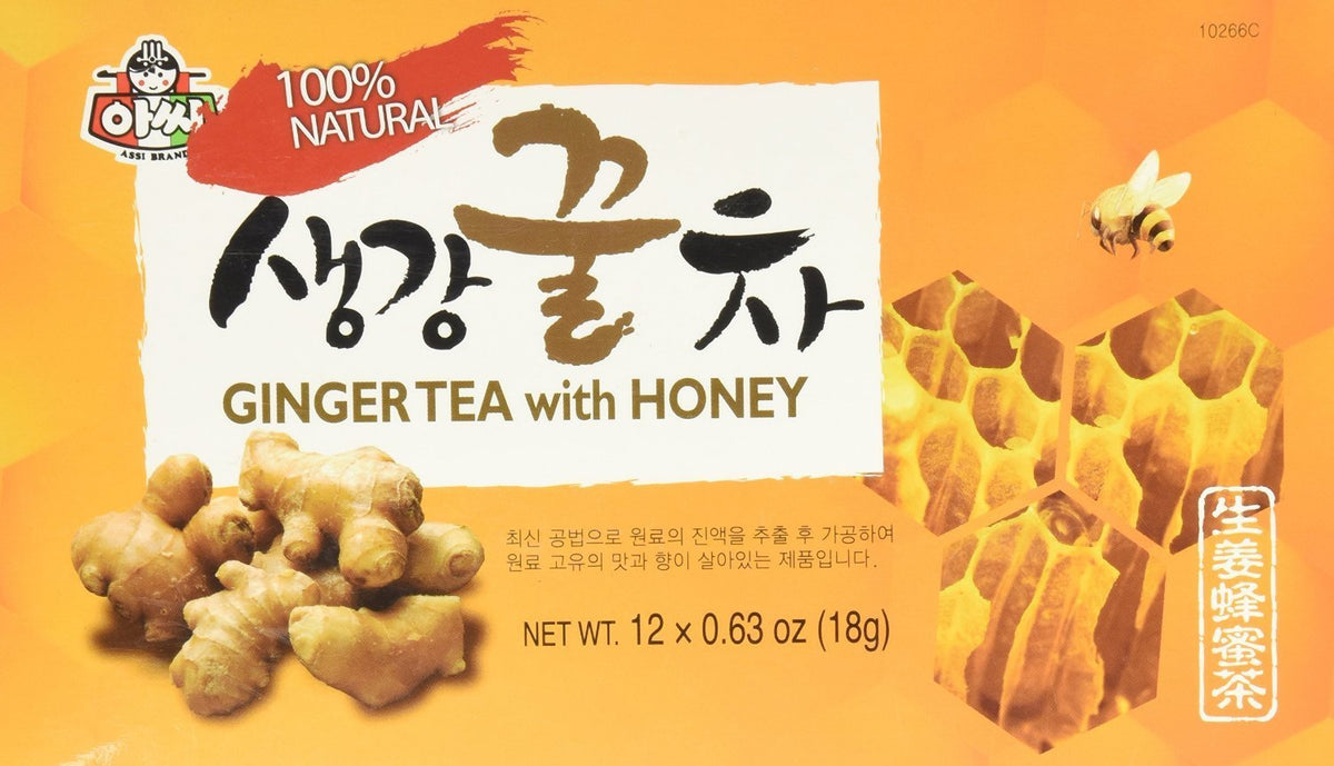 Assi Instant Ginger Tea with Honey tea bags ready to brew