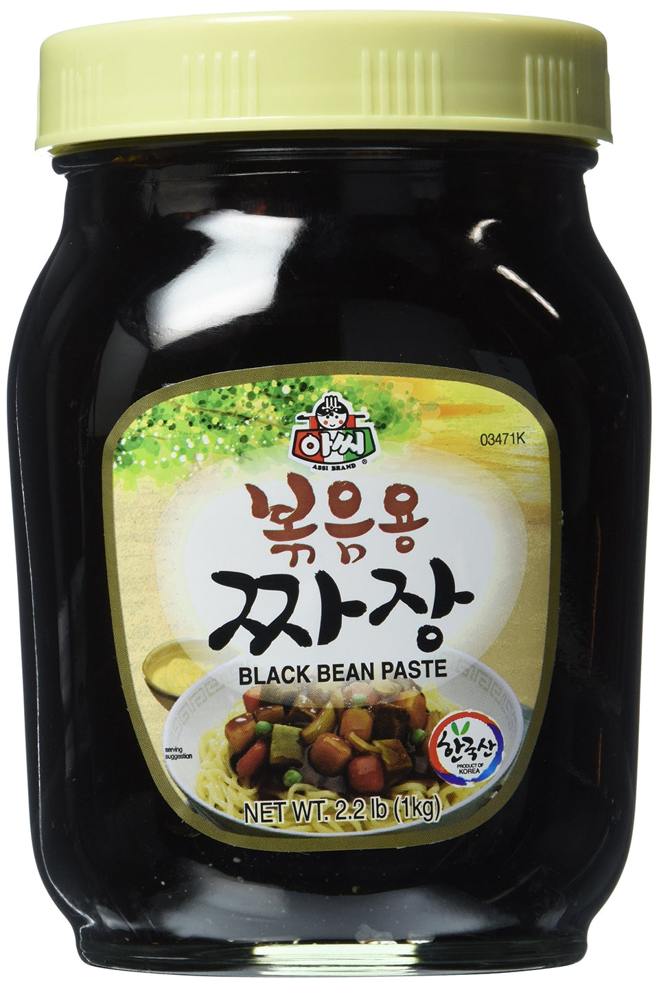 Assi jjajang black bean sauce jar for authentic Korean noodles and depth of flavor