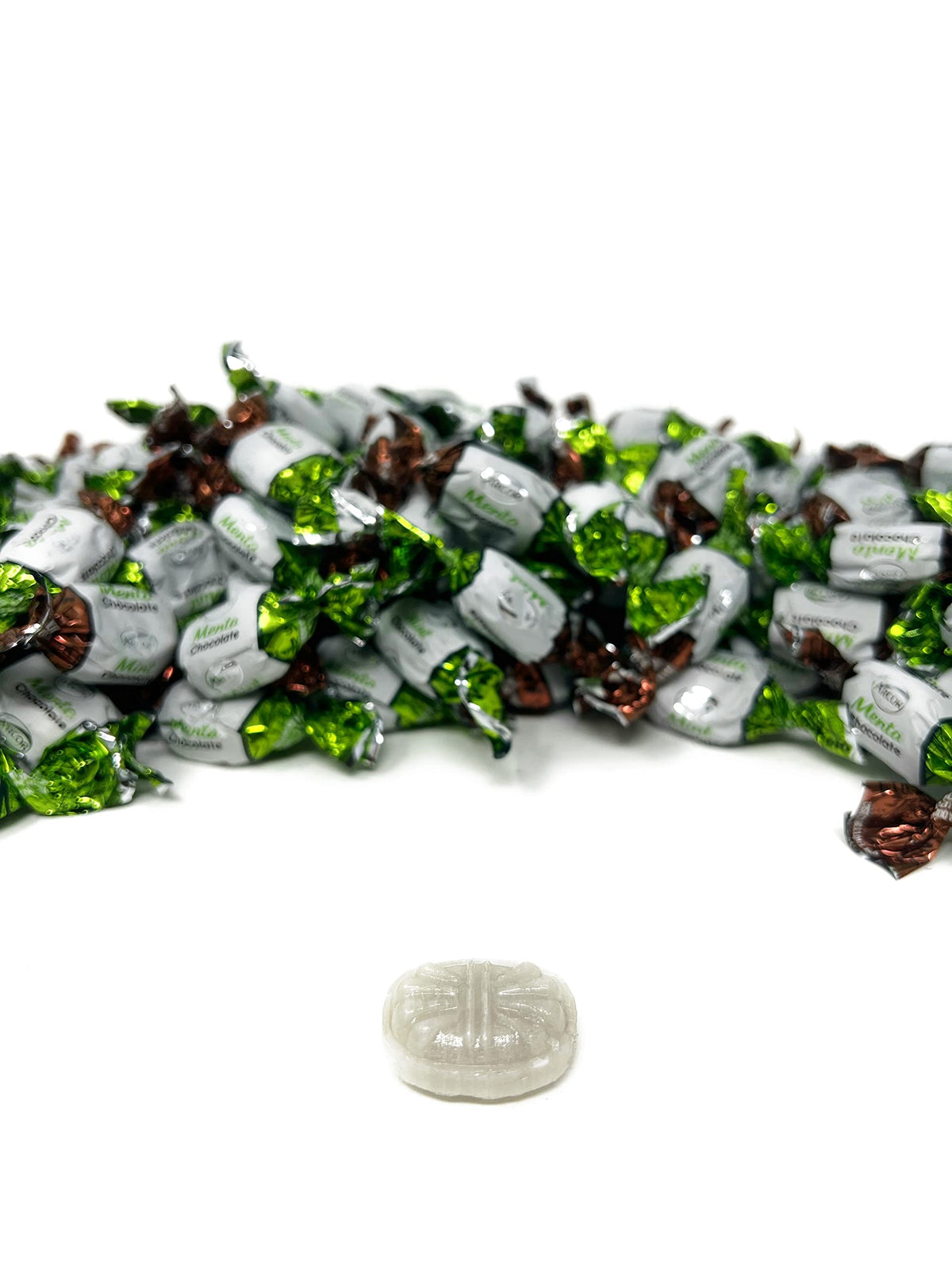 Assortit mint chocolates, individually wrapped, stay fresh for sharing.