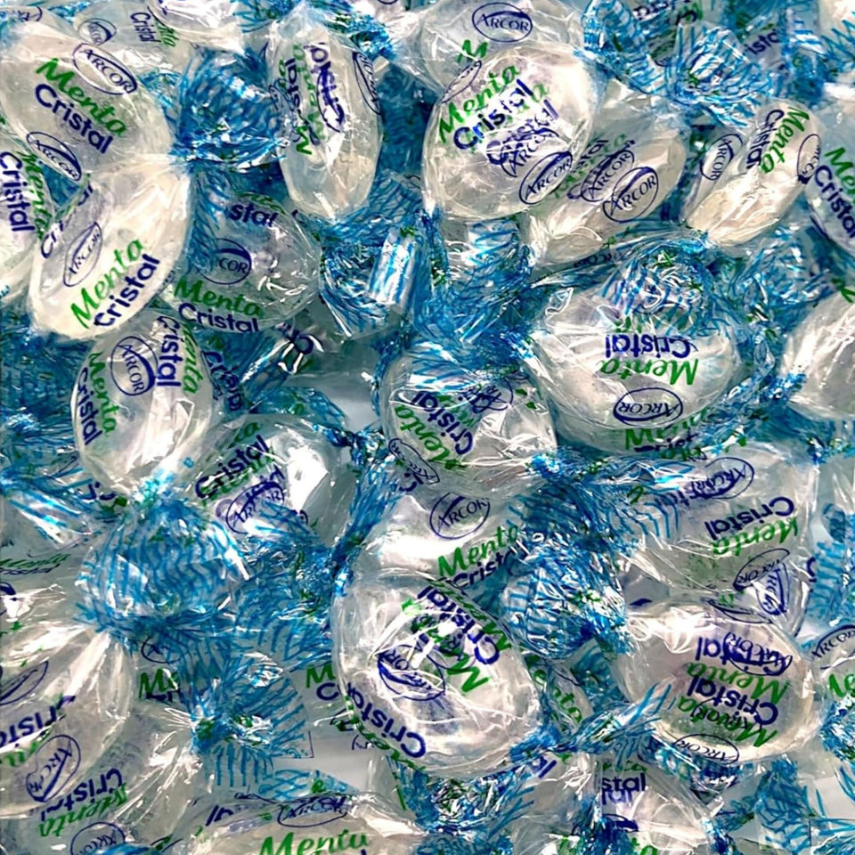 Assortit Crystal Clear Mints bulk bag with transparent packaging, ideal for gatherings.