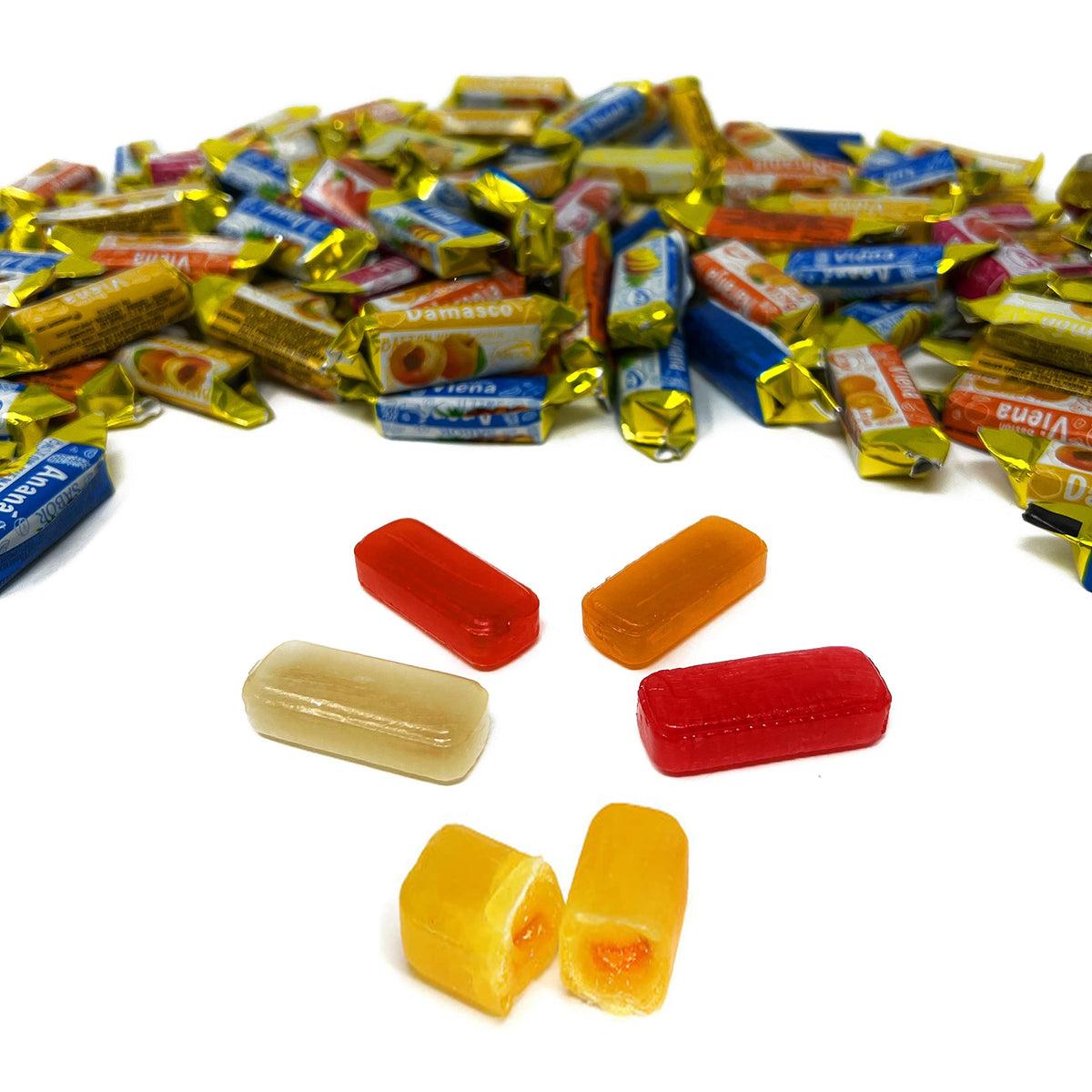 Assortit Fruity Hard Candy orange flavor with real pulp for zesty refreshment
