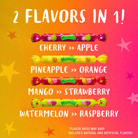 Assortit Mamba Chews Pineapple-Orange duo; tangy tropical flavors for gatherings and sharing.