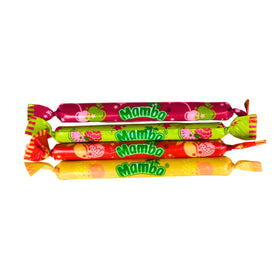 Assortit Mamba Chews Watermelon-Raspberry duo; refreshing treats for picnics and classroom snacking.