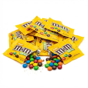 Assortit M&amp;M peanut milk chocolate fun size 2lb pack close-up, highlighting classic crunch.