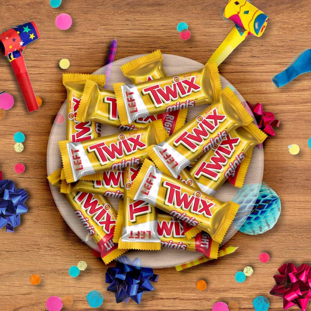 Assortit nostalgic candy collection featuring Twix minis for shared memories