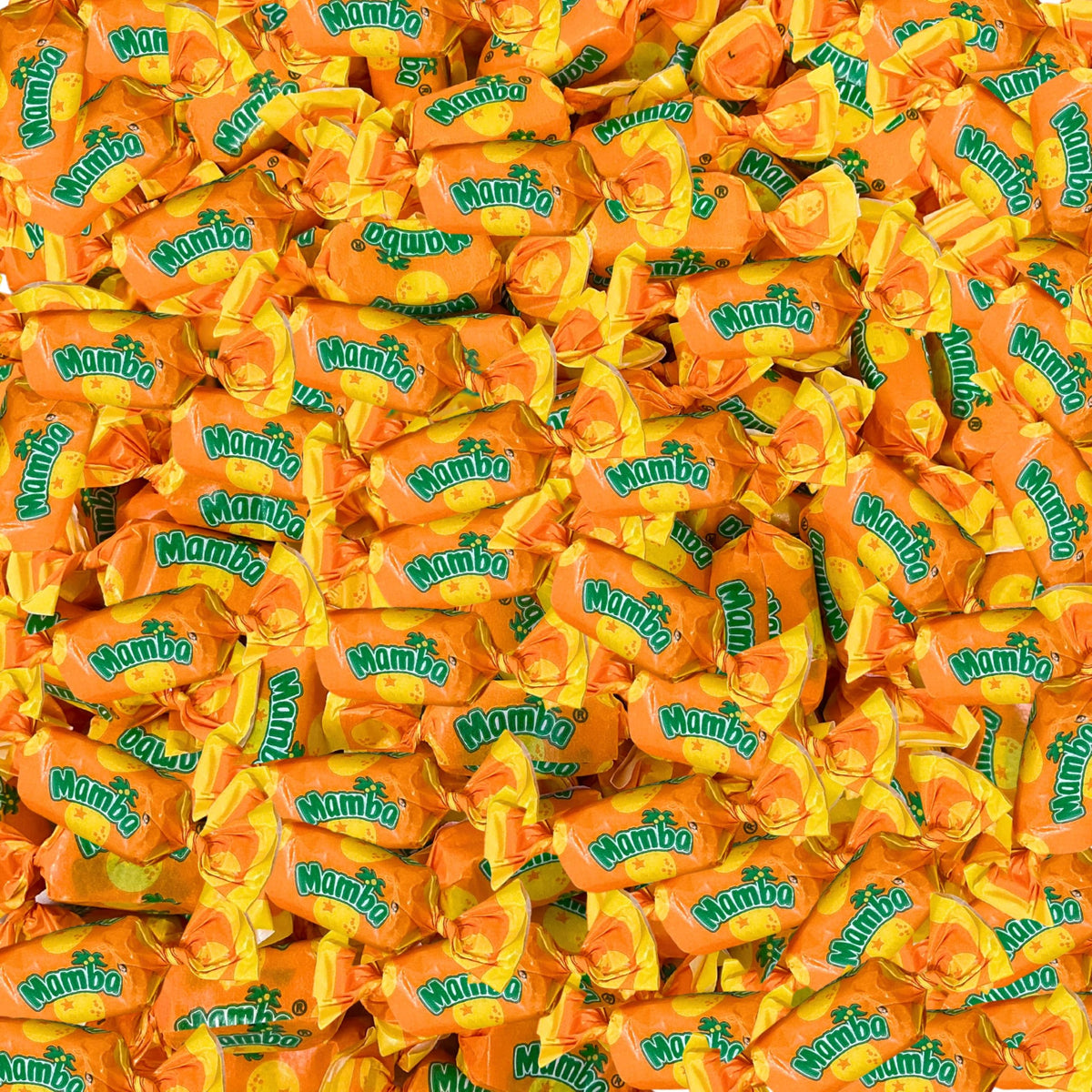 Assortit Orange Mamba chews 1lb bag on display, convenient family snacking.