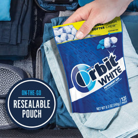 Assortit Orbit White Peppermint gum car travel pack for easy minty bursts.
