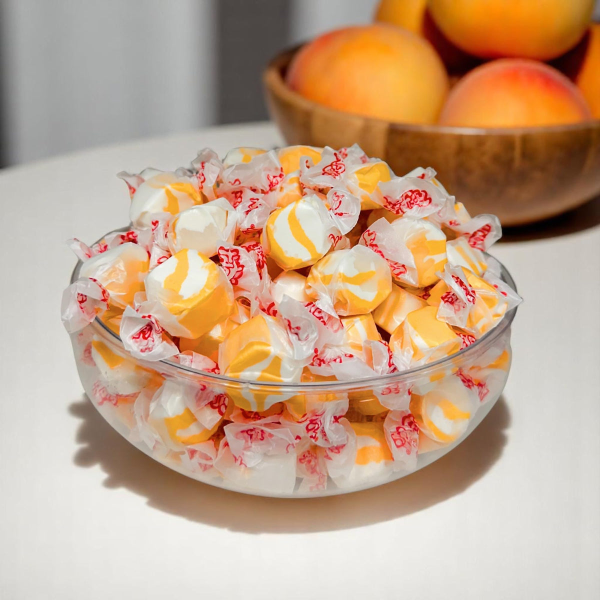 Assortit Peaches N Cream taffy wrapped packaging preserves freshness for on-the-go snacking