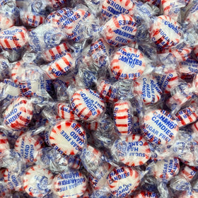 Assortit peppermint starlight mints close up showing glossy texture