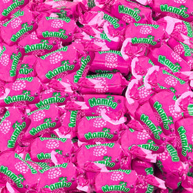 Assortit Raspberry Mamba Chews 1 lb bag, vibrant raspberries for on-the-go snacking.