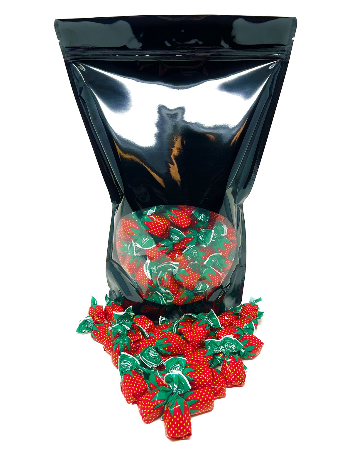Assortit resealable stand-up bag keeps candies fresh and easily stored.