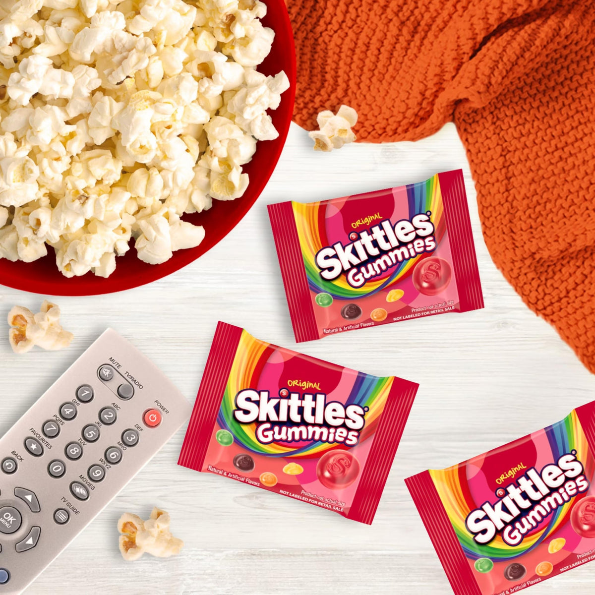 Individually wrapped Fun Size packs from the Assortit Skittles collab.