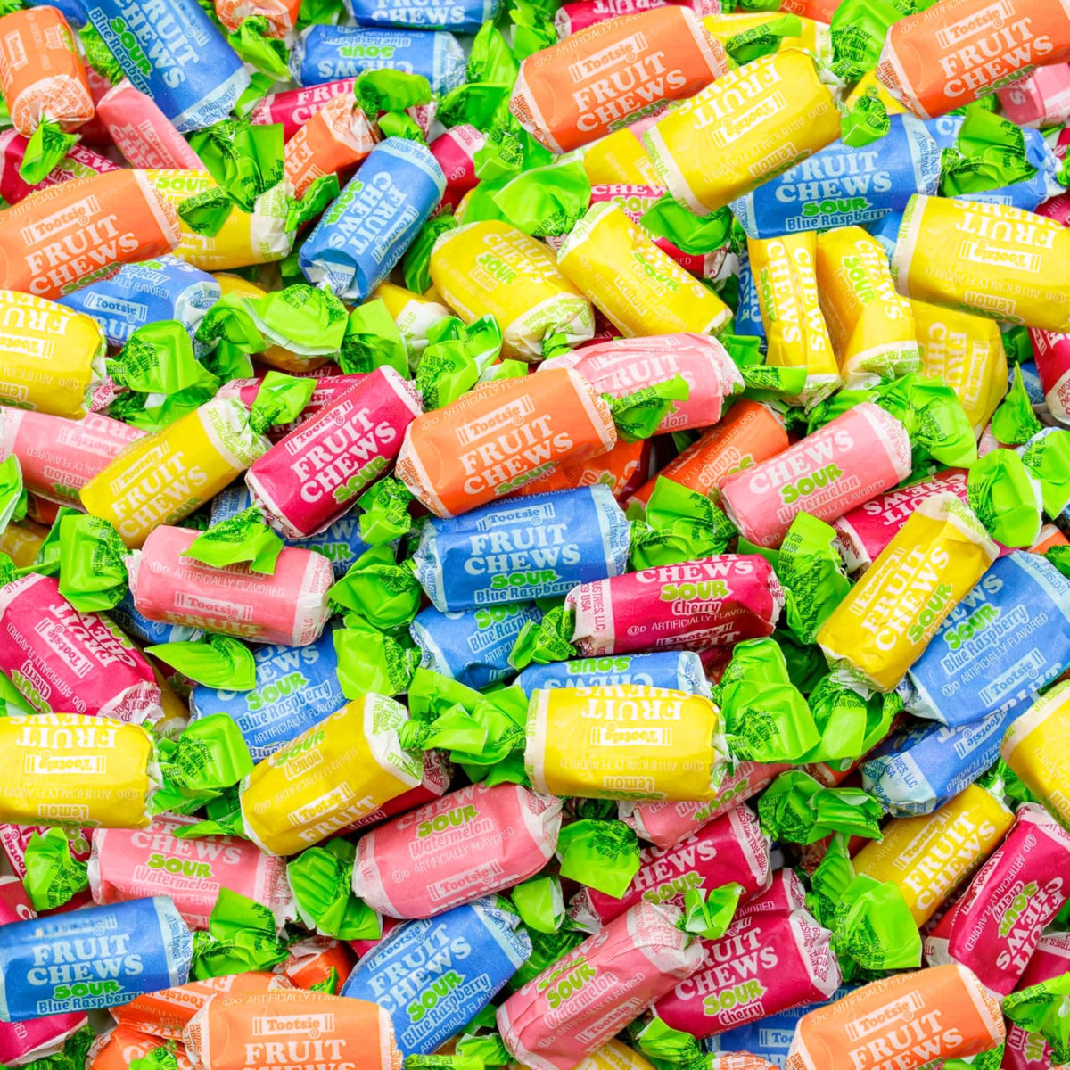 Assortit Sour Fruit Chews bag front, ideal for parties and sharing.