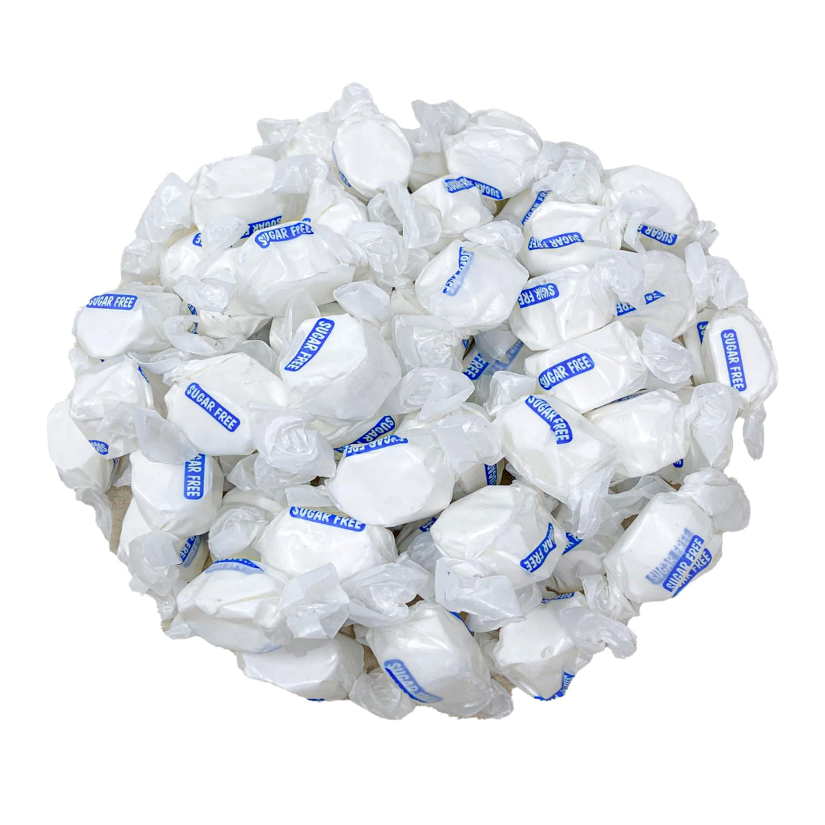 Assortit sugar-free vanilla taffy bag front, ideal for bulk snacking.