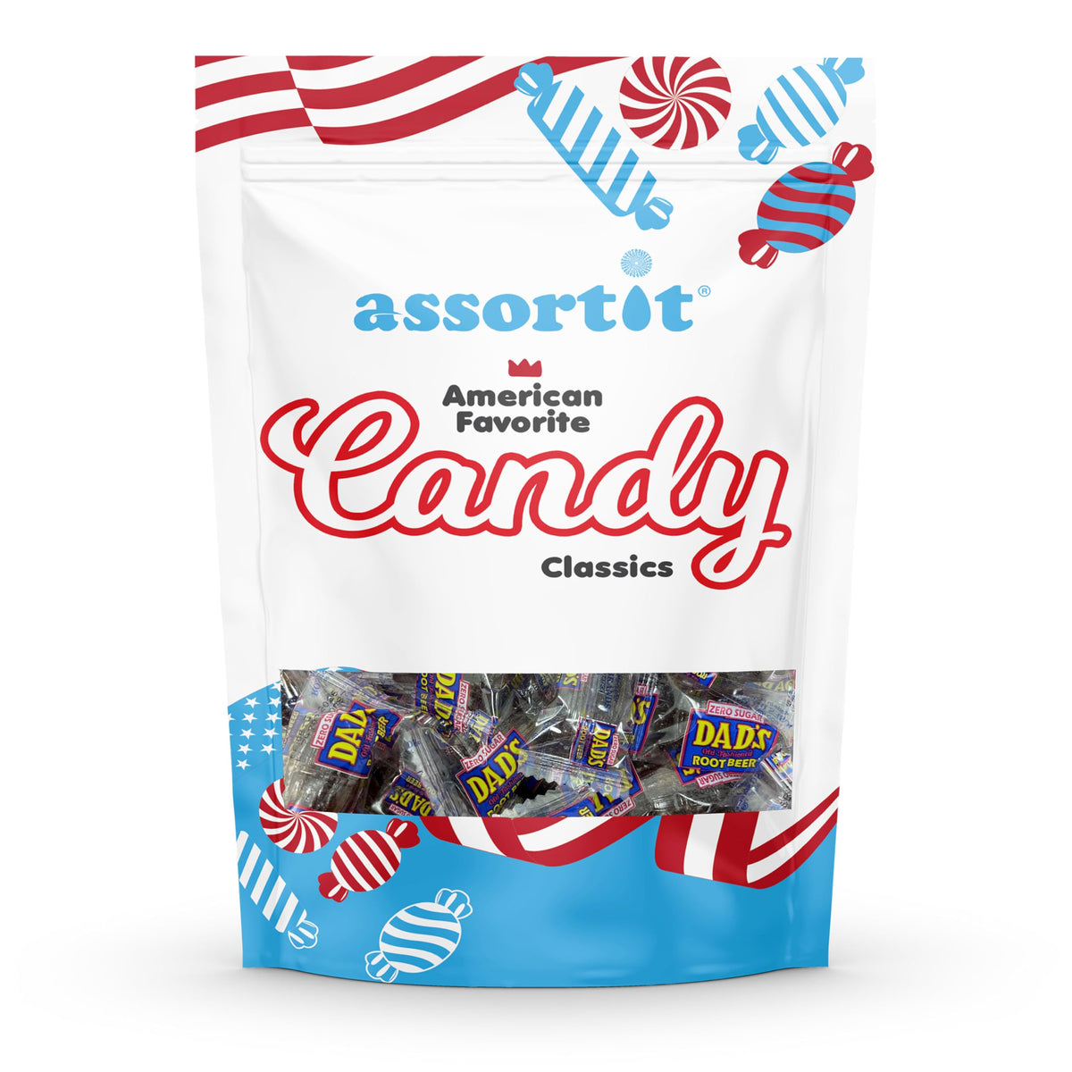 Assortit sugarfree root beer barrels closeup highlights creamy root beer flavor