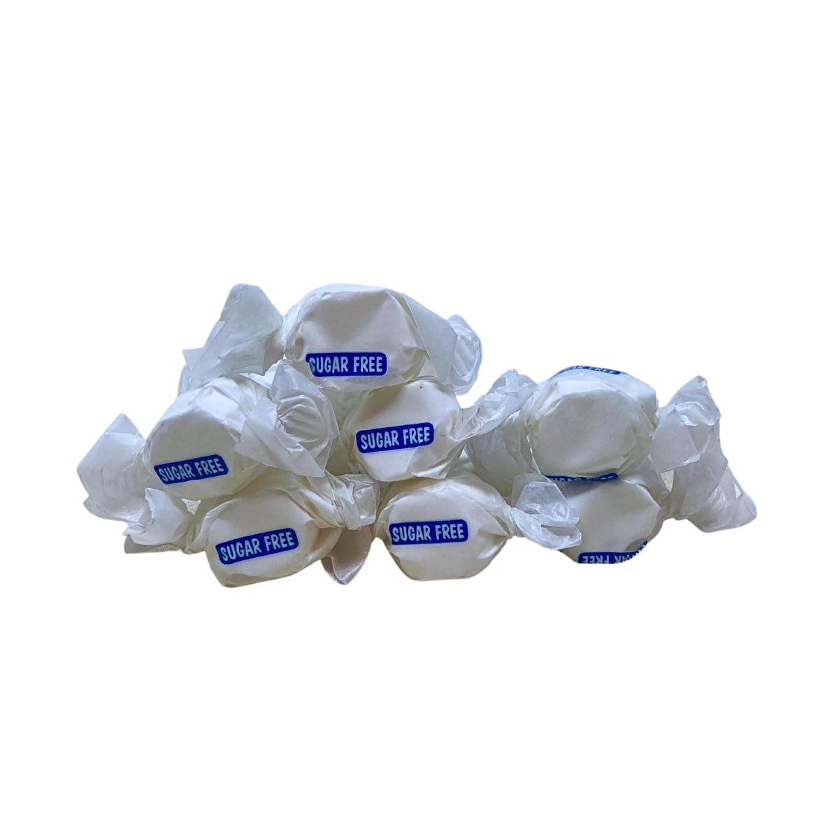 Assortit vanilla sugar-free taffy bulk bag on display conveys bulk value.