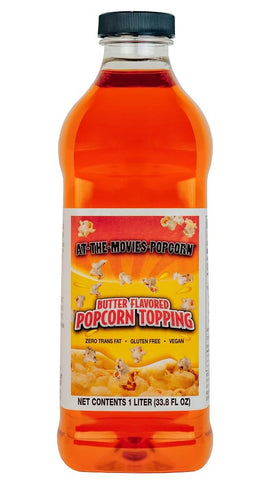 At-The-Movies-Popcorn butter topping bottle on display with cinema-style flavor for home.