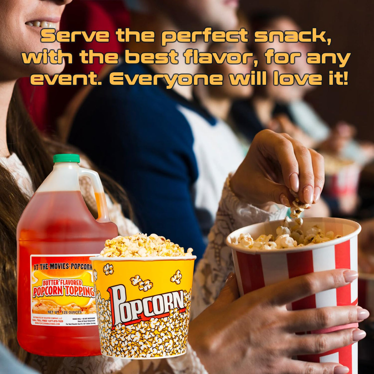 At-The-Movies-Popcorn shelf-stable topping bottle labeled for convenience