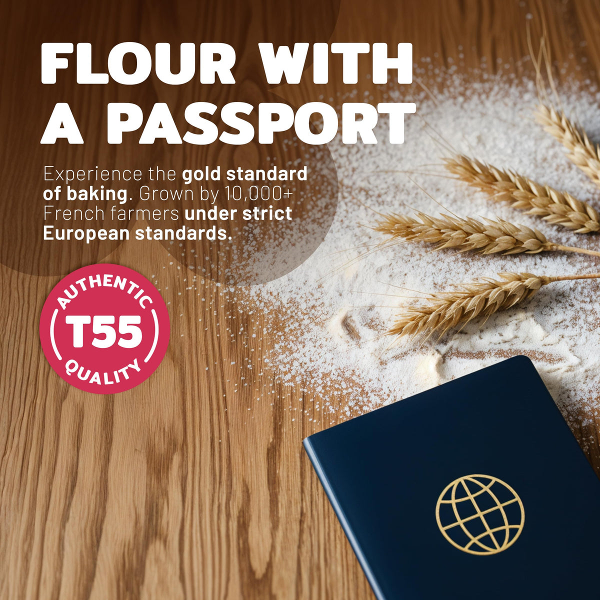 Aterra Mills T55 flour being poured for precise baking preparation