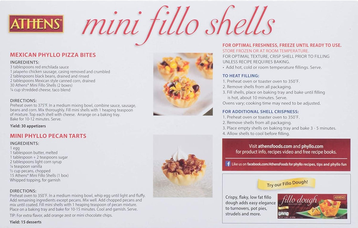 Athens Foods Mini Fillo Shells close-up of crispy edges for savory or sweet bites