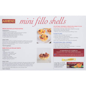 Athens Foods Mini Fillo Shells ready to fill, ideal for desserts or appetizers.