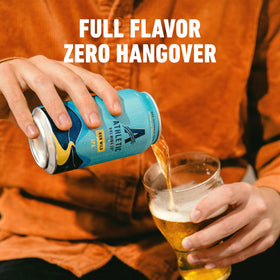 Athletic Brewing 12-pack cans, convenient NA beer for outdoor adventures.