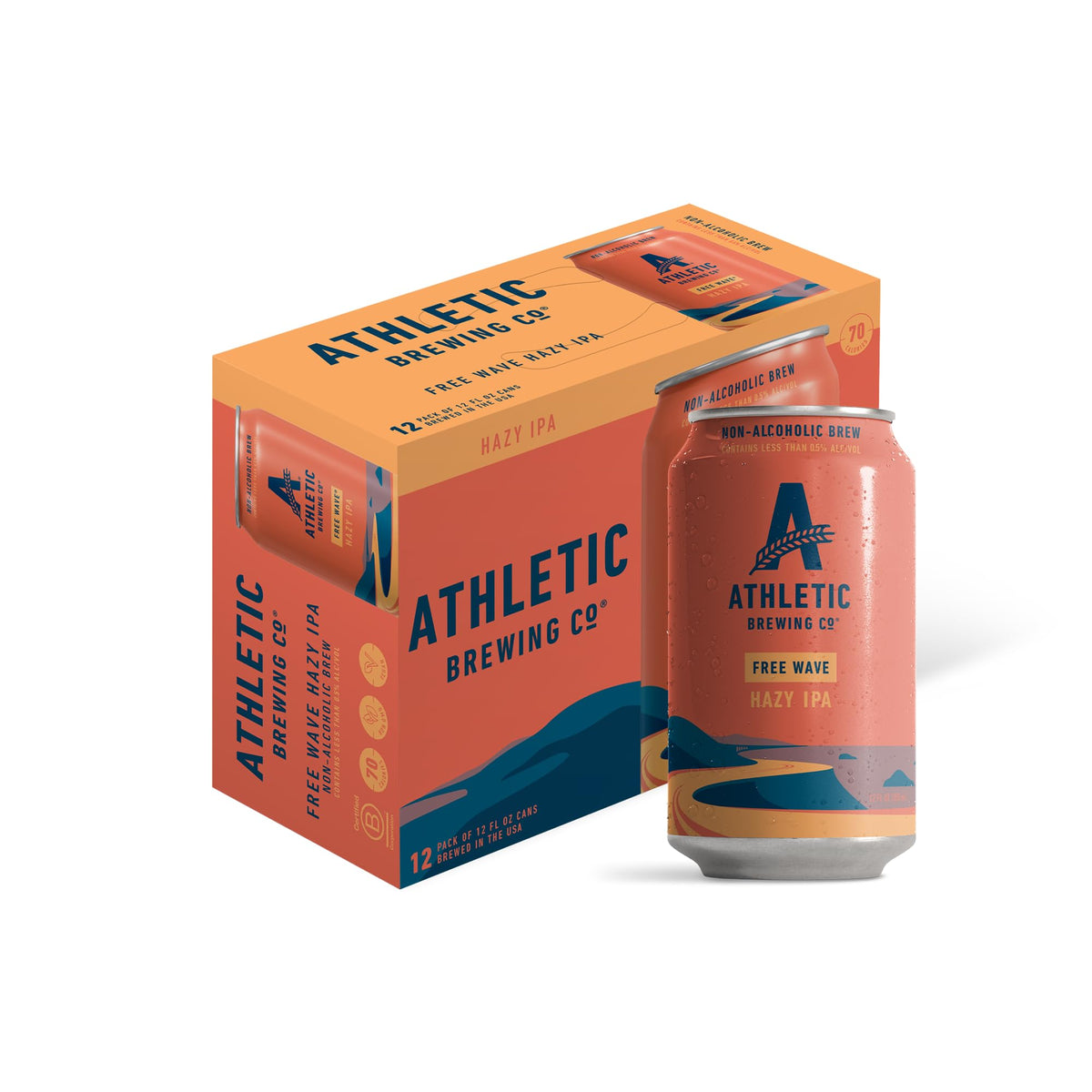 Athletic Brewing Free Wave can front, bold non-alcoholic flavor on display.