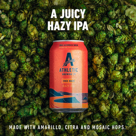 Athletic Brewing Free Wave hops close-up, vegan blend with floral citrus notes.