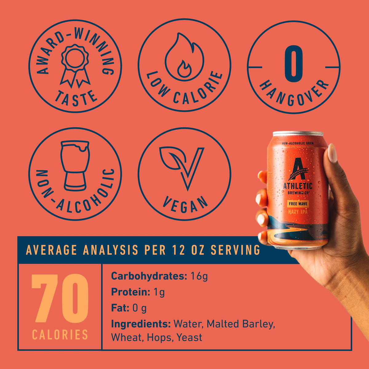 Athletic Brewing Free Wave with pizza pairing, enhances taste without alcohol.