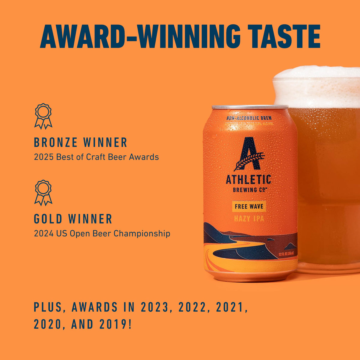 Athletic Brewing Free Wave pours into a glass, crisp flavor in focus.