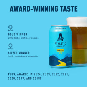 Athletic Brewing non-alcoholic beer pour, crisp hops without a hangover for outings.