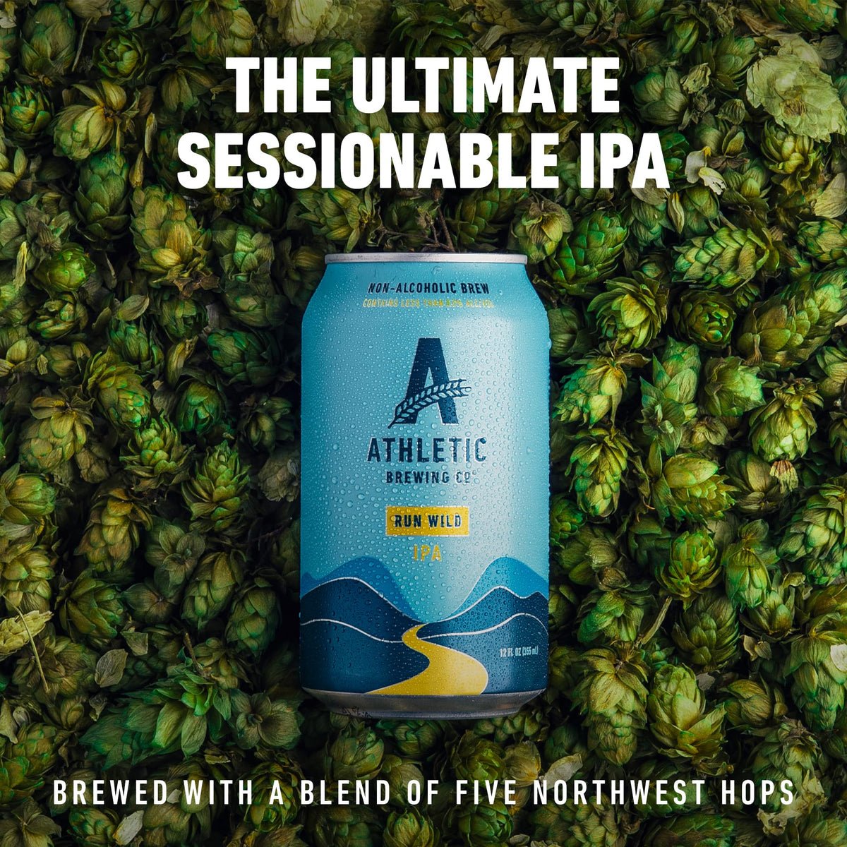 Athletic Brewing Run Wild IPA in glass, rich aroma and balanced bitterness.