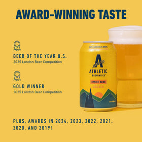 Upside Dawn pour into a glass reveals hop forward aroma and honeyed sweetness