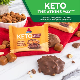 Individual Atkins Caramel Almond Clusters piece for grab-and-go.