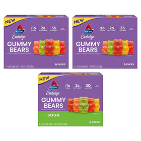 Atkins Endulge Gummy Bears Variety Pack front box for keto snacking