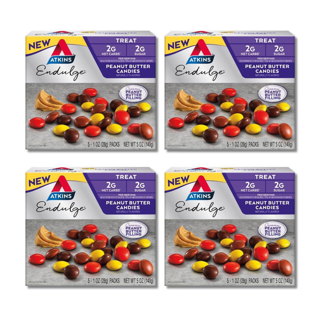 Atkins Endulge Peanut Butter Candies package showing creamy filling and low carb appeal