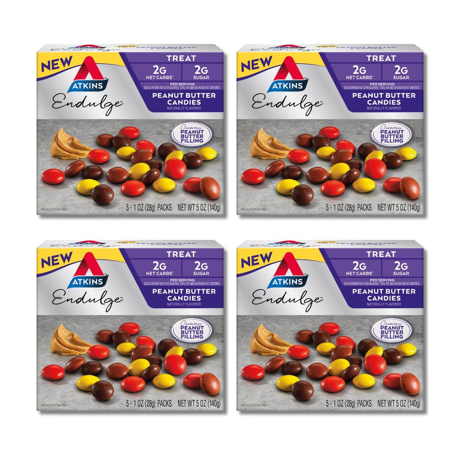 Atkins Endulge Peanut Butter Candies package showing creamy filling and low carb appeal