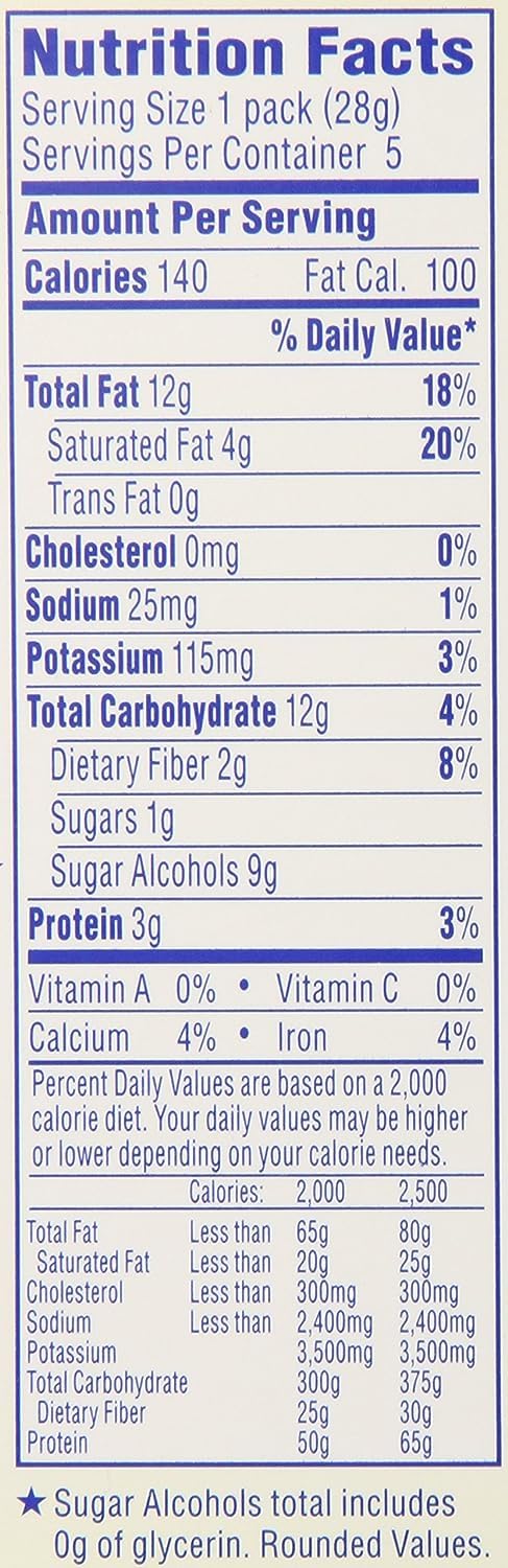 Portable 1oz snack pouch from Atkins Endulge chocolate almonds.