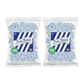Atkinson's Blue and White Mint Twists bag front shows brand and refreshing peppermint flavor