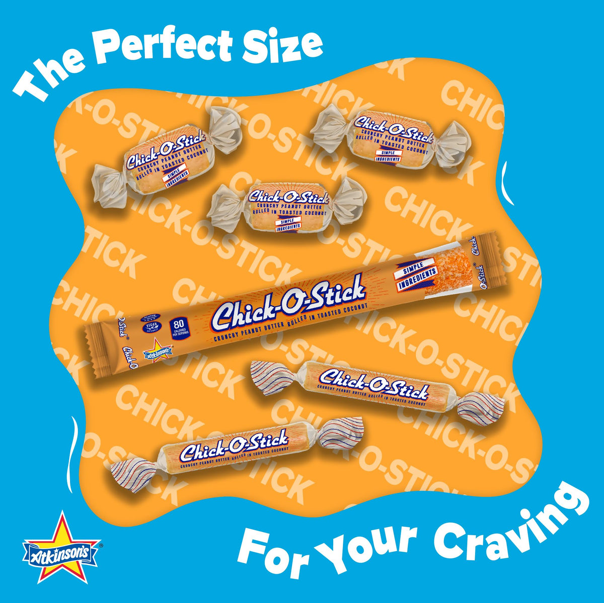 Single 1.6 oz Atkinson's Chick-O-Stick bar ready for sharing at gatherings.